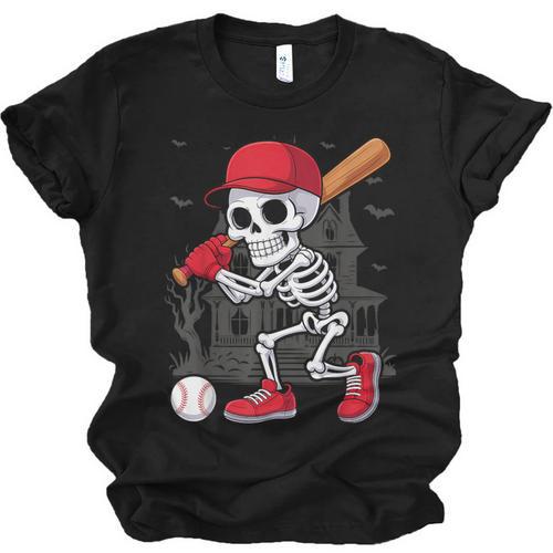 Baseball Skeleton Halloween Playing Unisex Jersey T-Shirt - Sportilla