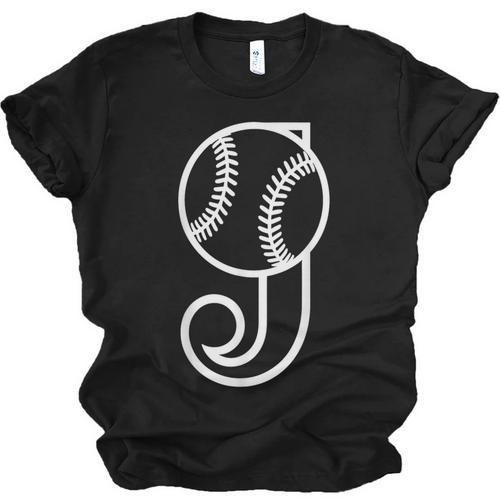Baseball Sport Player Monogram Cool Initial Letter J Unisex Jersey T-Shirt - Sportilla