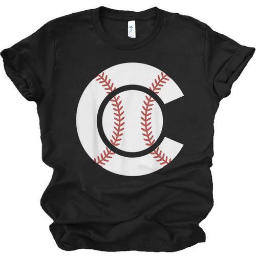 Baseball Sport Player Graphic Monogram Initial Letter C Unisex Jersey T-Shirt - Sportilla