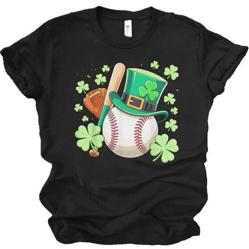 Baseball St Patricks Day Lucky Baseball Player Shamrock Unisex Jersey T-Shirt - Sportilla