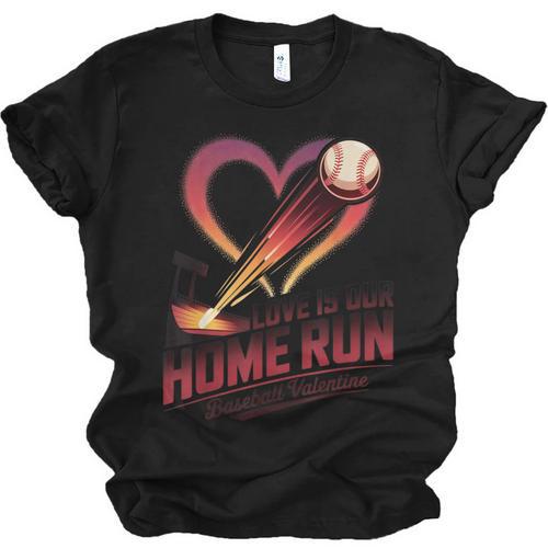 Baseball Valentine Love Is Our Home Run Apparel Unisex Jersey T-Shirt - Sportilla