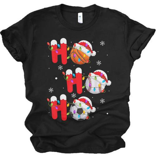 Basketball Baseball Soccer Christmas Ho Ho Ho Santa Xmas Unisex Jersey T-Shirt - Sportilla