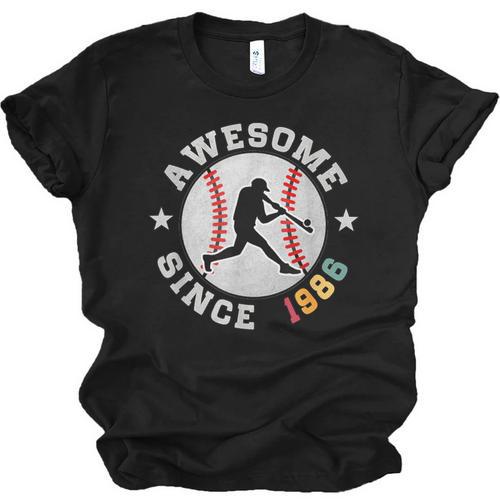Birthday Baseball Lover 40 Years Old Awesome Since 1986 Unisex Jersey T-Shirt - Sportilla