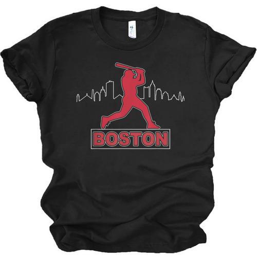 Boston Lovers Skyline Retro Baseball Heartbeat Men Women Unisex Jersey T-Shirt - Sportilla