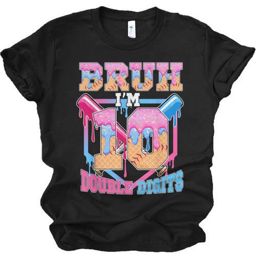Boys 10 Double Digits 10th Birthday Ice Cream Baseball Drip Unisex Jersey T-Shirt - Sportilla