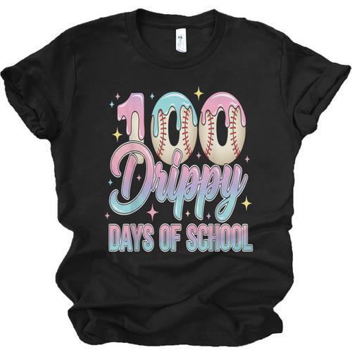 Boys Kids 100 Drippy Days Of School Baseball Drip Ice Cream Unisex Jersey T-Shirt - Sportilla