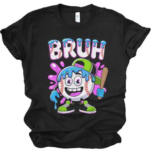 Bruh Baseball Drip Boys Youth Ice Cream Dripping Baseball Unisex Jersey T-Shirt - Sportilla