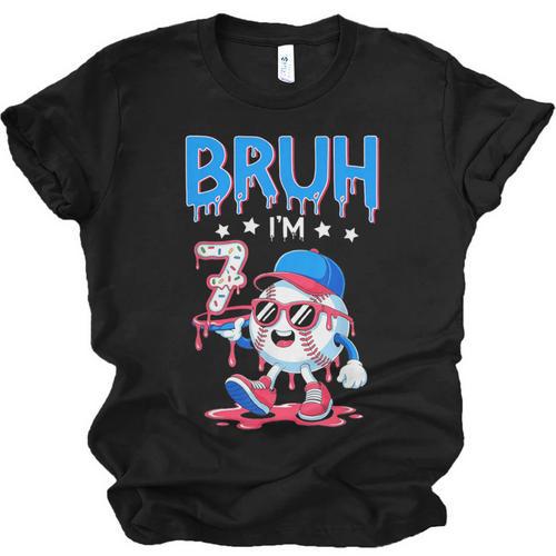 Bruh I'm 7 Baseball Ice Cream Drip It's My 7th Birthday Unisex Jersey T-Shirt - Sportilla