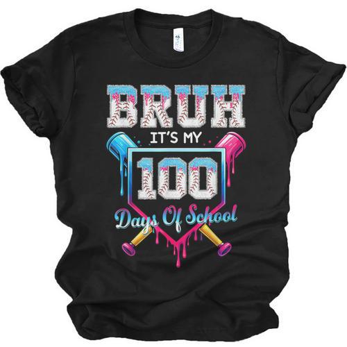 Bruh It's My 100 Days Of School Baseball Ice Cream Drip Boys Unisex Jersey T-Shirt - Sportilla