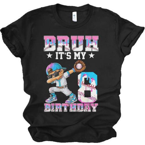 Bruh It's My 8th Birthday Baseball Ice Cream Drip 8 Year Old Unisex Jersey T-Shirt - Sportilla