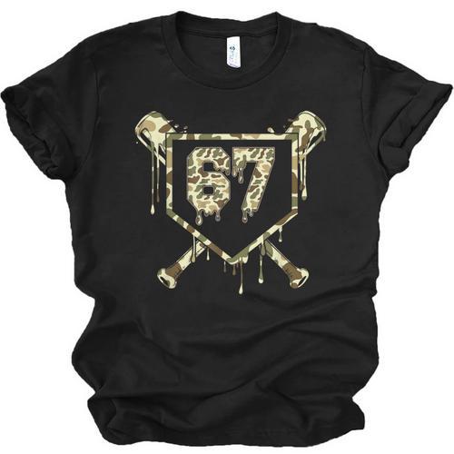 Camo Baseball Ice Cream Drip Number 67 Player 67th Birthday Unisex Jersey T-Shirt - Sportilla