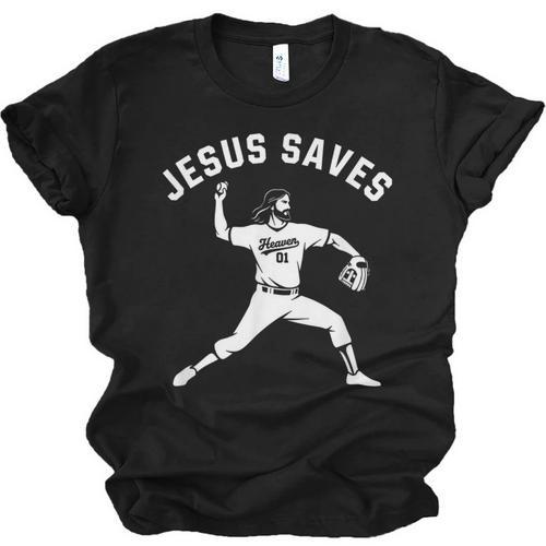 Christian Jesus Saves Baseball Pitcher Heaven 01 Sports Unisex Jersey T-Shirt - Sportilla