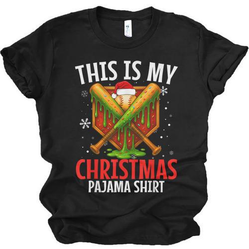 My Christmas Baseball Pajama Helmet Santa Xmas Men Boys Unisex Jersey T-Shirt - Sportilla