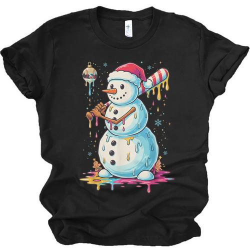 Christmas Baseball Snowman Drip For Boys Men Girls Women Unisex Jersey T-Shirt - Sportilla