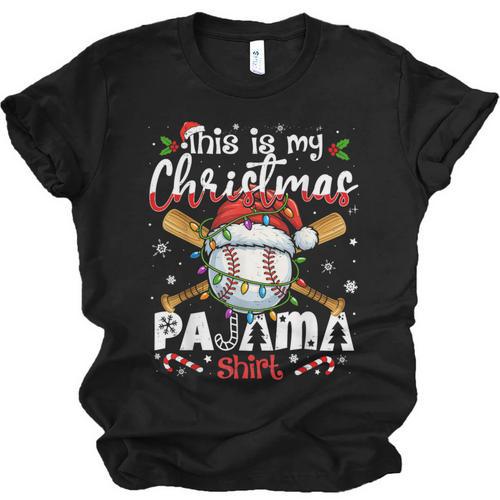 This Is My Christmas Pajama Shirt Baseball Xmas PJs Boys Men Unisex Jersey T-Shirt - Sportilla