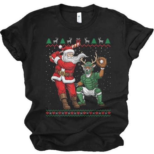 Christmas Santa Baseball Ugly Sweater Unisex Jersey T-Shirt - Sportilla