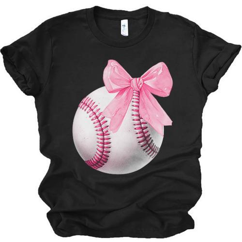 Cute Coquette Baseball Pink Bow Player & Fan Girls Unisex Jersey T-Shirt - Sportilla