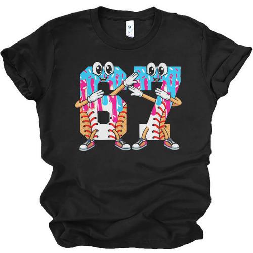 Dabbing Baseball Ice Cream Drip Number 67 Birthday Party Unisex Jersey T-Shirt - Sportilla