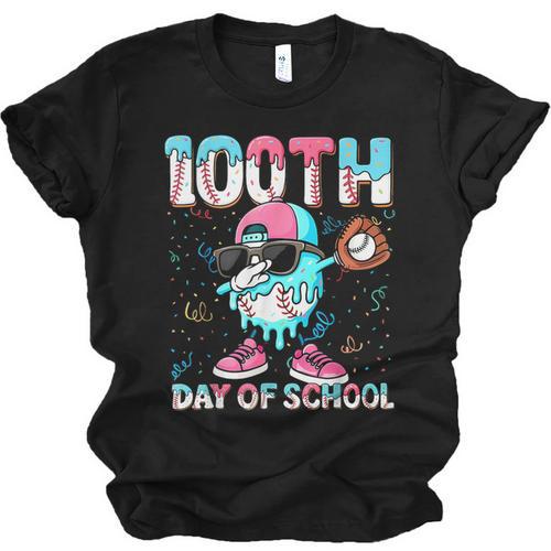 Dabbing Drippy 100th Days Of School Baseball Ice Cream Drip Unisex Jersey T-Shirt - Sportilla