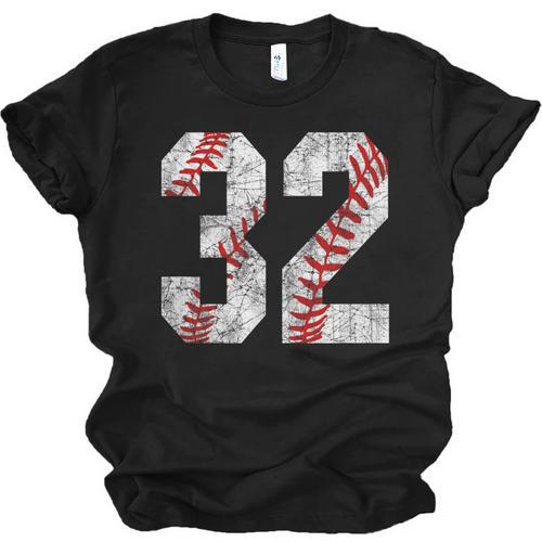 Distressed Baseball Number 32 Jersey Uniform Player Fan Unisex Jersey T-Shirt - Sportilla