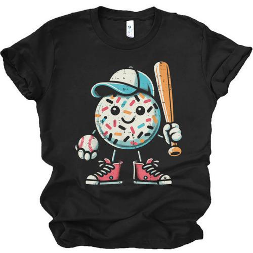 Donut Baseball Hat Ball Bat Cute Sport Toddler Boys Kids Men Unisex Jersey T-Shirt - Sportilla