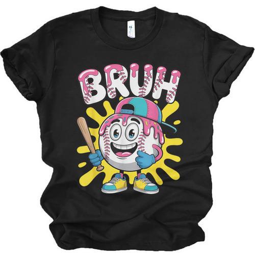 Drip Baseball Boy Youth Kid Ice Cream Dripping Baseball Bruh Unisex Jersey T-Shirt - Sportilla