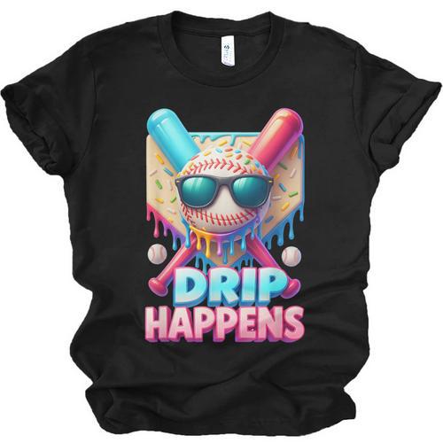 Drip Happens Baseball Ice Cream Bat And Ball With Sunglasses Unisex Jersey T-Shirt - Sportilla
