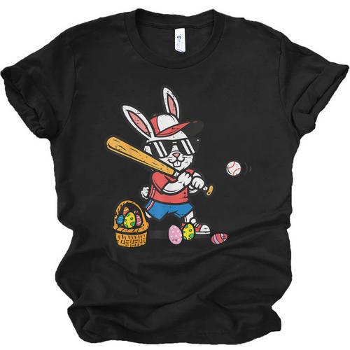 Easter Bunny Baseball Player Batter Rabbit Boys Kids Men Unisex Jersey T-Shirt - Sportilla