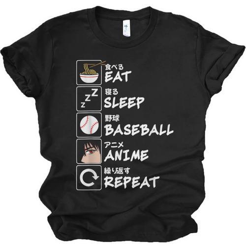 Eat Sleep Baseball Anime Repeat Japanese Otaku Unisex Jersey T-Shirt - Sportilla