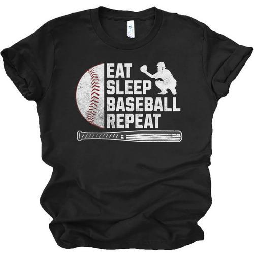 Eat Sleep Baseball Repeat Baseball Player Men Boys Unisex Jersey T-Shirt - Sportilla