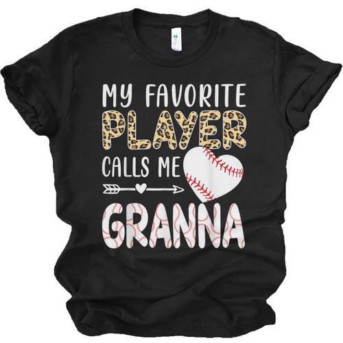 My Favorite Player Calls Me Granna Baseball Leopard Unisex Jersey T-Shirt - Sportilla