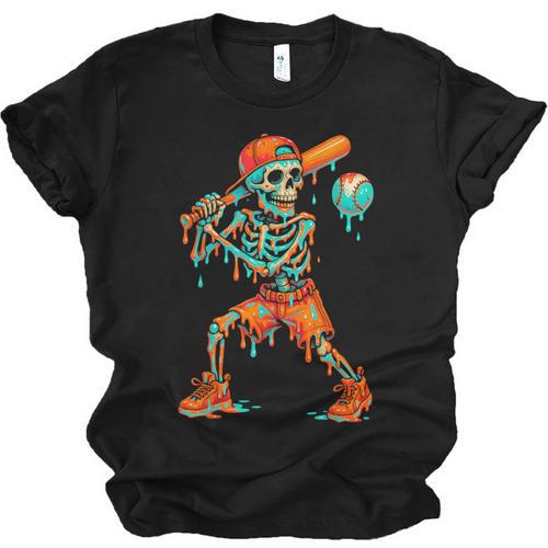 Halloween Baseball Skeleton Ice Cream Drip Baseball Boys Kid Unisex Jersey T-Shirt - Sportilla
