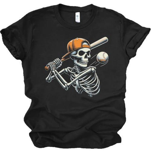 Halloween Boys Batting Skeleton Baseball Unisex Jersey T-Shirt - Sportilla