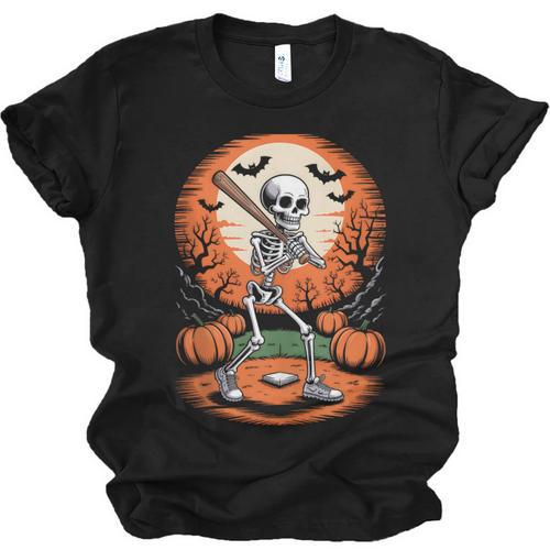 Halloween Skeleton Baseball Player Costume Men Boys Kids Unisex Jersey T-Shirt - Sportilla