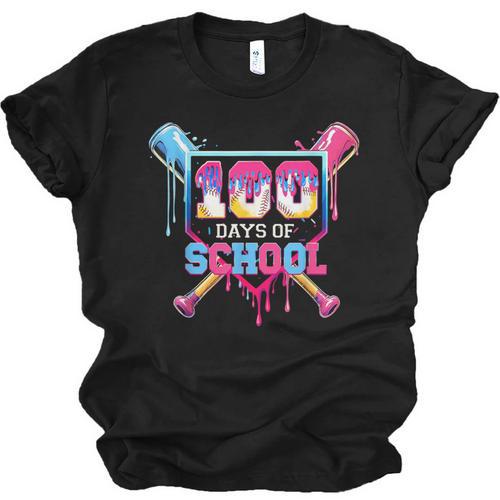 Happy 100 Days Of School Baseball Drip Theme Party 100th Day Unisex Jersey T-Shirt - Sportilla