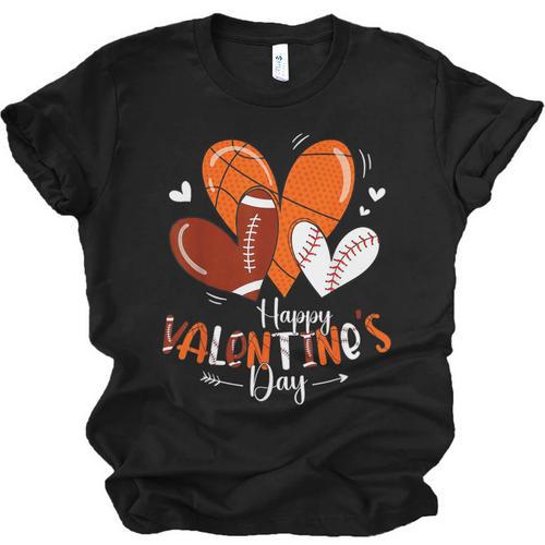 Happy Valentines Day Basketball Baseball Football Boys Unisex Jersey T-Shirt - Sportilla