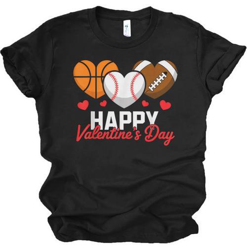 Happy Valentine’s Day Basketball Football Baseball Hearts Unisex Jersey T-Shirt - Sportilla