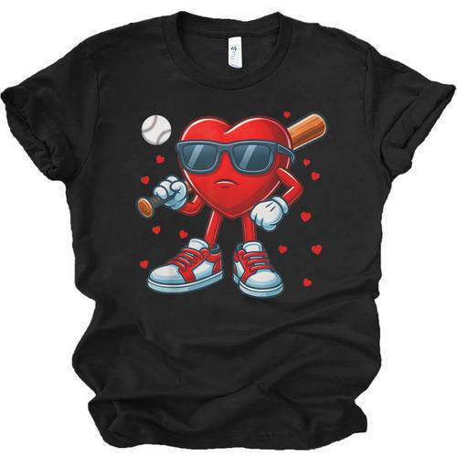 Heart Love Baseball Valentine Outfit Men Boy Unisex Jersey T-Shirt - Sportilla