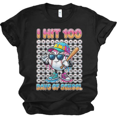 I Hit 100 Days Of School Baseball Ice Cram Drip 100th Boys Unisex Jersey T-Shirt - Sportilla