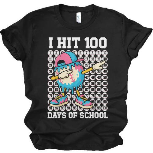 I Hit 100 Days Of School Baseball Ice Cream Drip Boys Girls Unisex Jersey T-Shirt - Sportilla