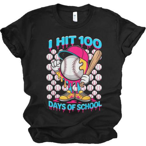 I Hit 100 Days Of School Baseball Ice Cream Drip Unisex Jersey T-Shirt - Sportilla
