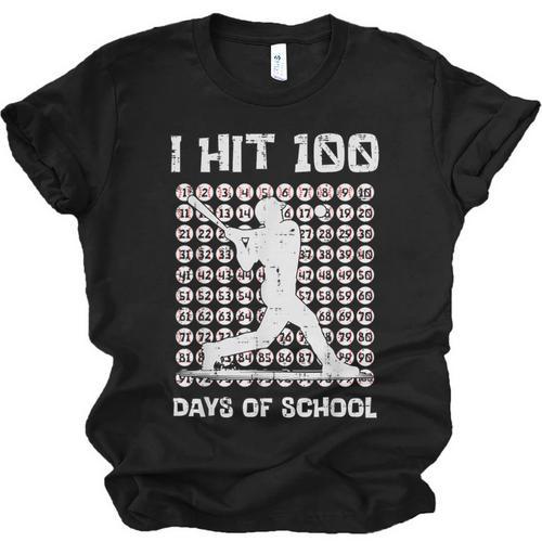 I Hit 100 Days Of School Baseball Player 100th Day Boys Kids Unisex Jersey T-Shirt - Sportilla