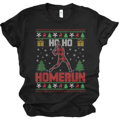 Ho Ho Homerun Xmas Sports Player Baseball Ugly Christmas Unisex Jersey T-Shirt - Sportilla