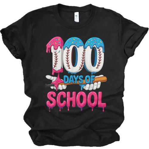 HUGvyn 100 Days Of School Baseball Ice Cream Teacher Student Unisex Jersey T-Shirt - Sportilla