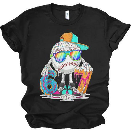 HUGvyn 6 7 Baseball Number Kid Drip Ice Cream Six Seven Meme Unisex Jersey T-Shirt - Sportilla