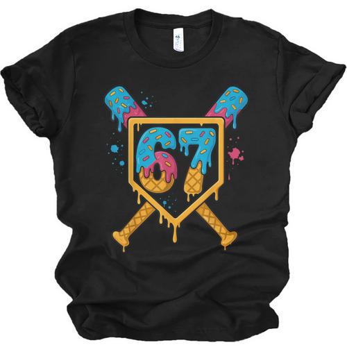 HUGvyn 67 Baseball Ice Cream Drip Six Seven Genz Alpha Slang Unisex Jersey T-Shirt - Sportilla