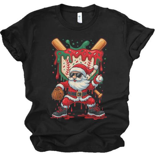 HUGvyn Santa Playing Baseball Ice Cream Drip Christmas Boys Unisex Jersey T-Shirt - Sportilla