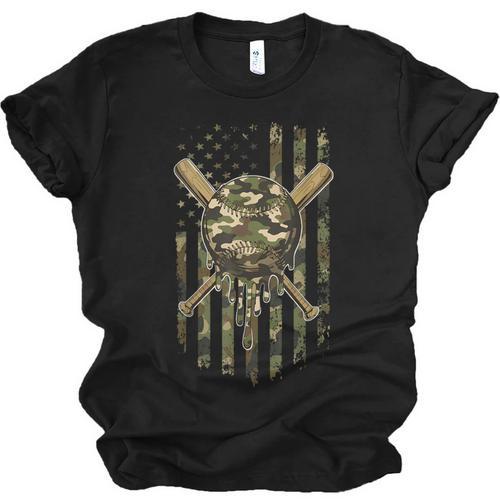 Ice Cream Baseball Drip For Boys Camo USA Flag Camouflage Unisex Jersey T-Shirt - Sportilla