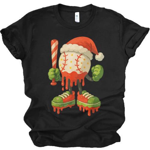 Ice Cream Drip Baseball Christmas Baseball Drip Candy Cane Unisex Jersey T-Shirt - Sportilla
