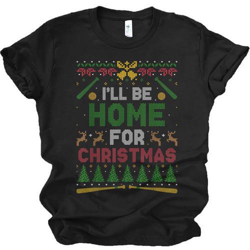 I’Ll Be Home For Christmas Baseball Ugly Sweater Unisex Jersey T-Shirt - Sportilla